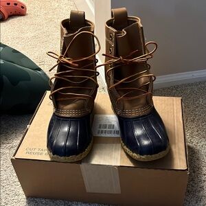 LL Bean Duck Boots - Brown and Navy